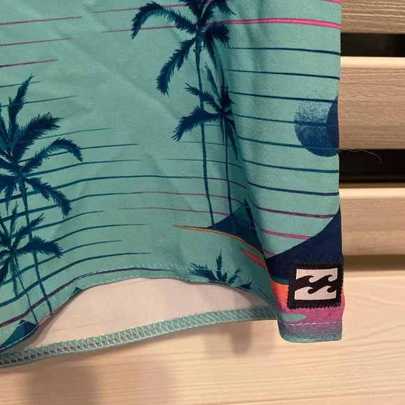 Billabong AquaBlue and Pink Board Shorts with Tropical Design SZ 28 - Picture 5 of 8